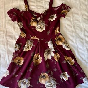 Mine Red Maroon Burgundy Floral Dress